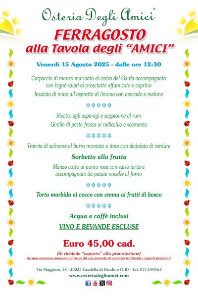 Menu Ferragosto 2025 1800 Min